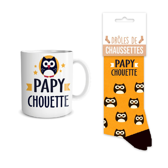 Coffret Mug + Chaussettes Papy Chouette